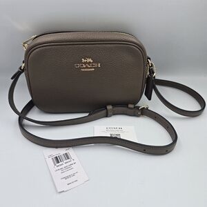 COACH CQ875 Mini Jamie Camera Bag Dark Stone Pebbled Leather NWT